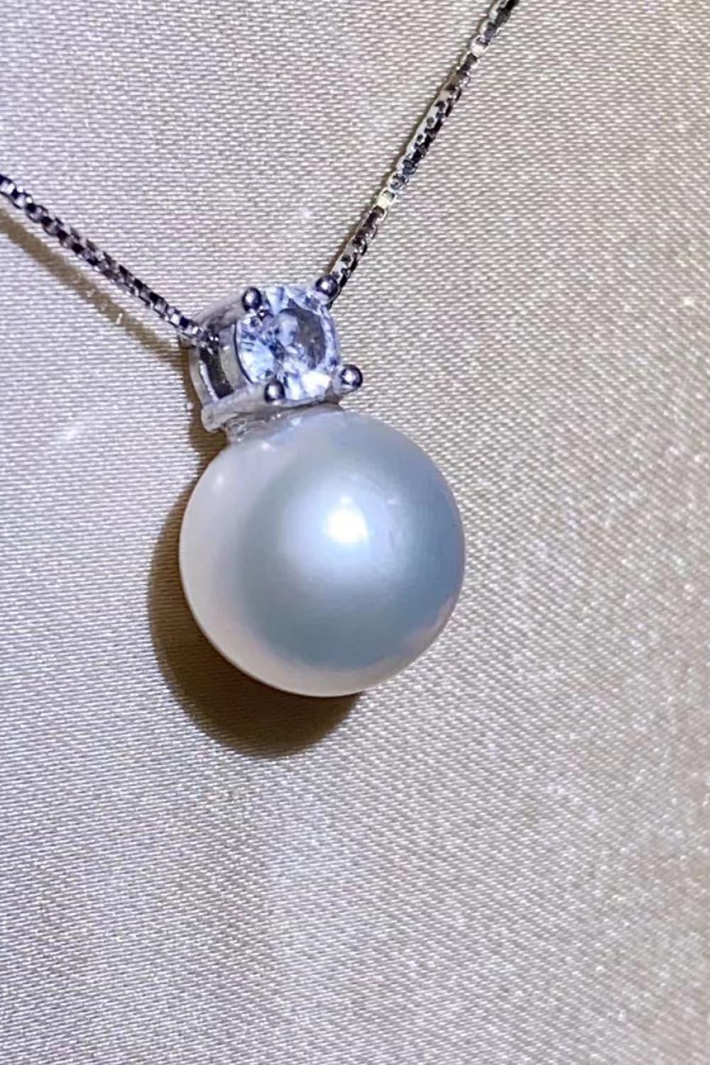 Freshwater Pearl Necklace - Sterling Silver Pendant, Coastal Velanci