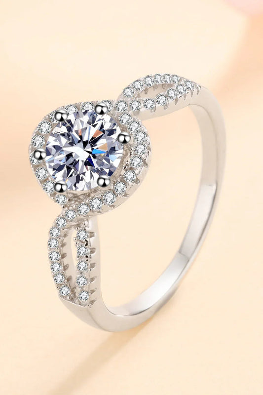 Sterling Silver Moissanite Geometric Ring Lia - Coastal Glow Women's Ring Velanci