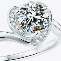Platinum-Plated 1Ct Moissanite Heart Ring Lucia - Coastal Women's Ring Velanci