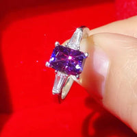 1 Carat Moissanite Ring Alessia - Platinum-Plated Purple Hue Women's Ring Velanci
