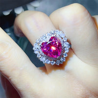 Ring Isabella - 5 Carat Moissanite Heart Glow Silver Women's Ring Velanci