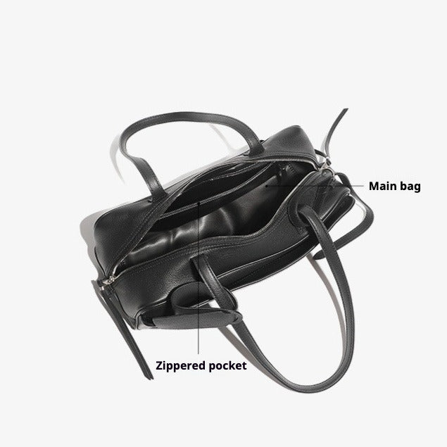 Exquisite Genuine Pebbled Leather Shoulder Handbag