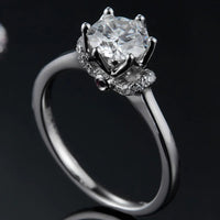 Ring Bianca - 1 Carat Moissanite Crown Sterling Silver Shine Women's Ring Velanci