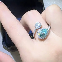 Sterling 2 Carat Moissanite Ring Elena - Bypass Halo Women's Ring Velanci