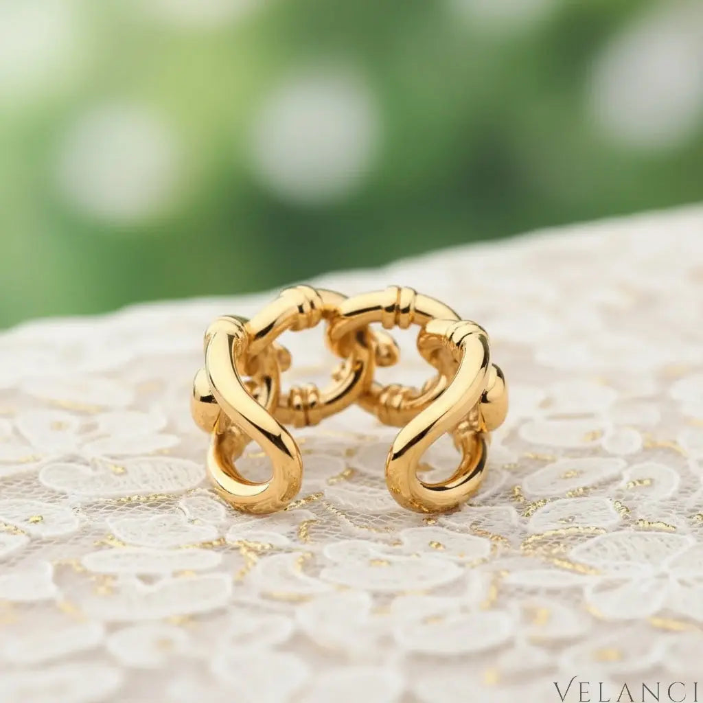 Open Ring Giulia - Adjustable 18K Gold-Plated Chain Link Women's Ring Velanci