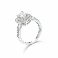 Moissanite Ring Giulia - 1ct Emerald Cut, D Color, Silver Women's Ring Velanci
