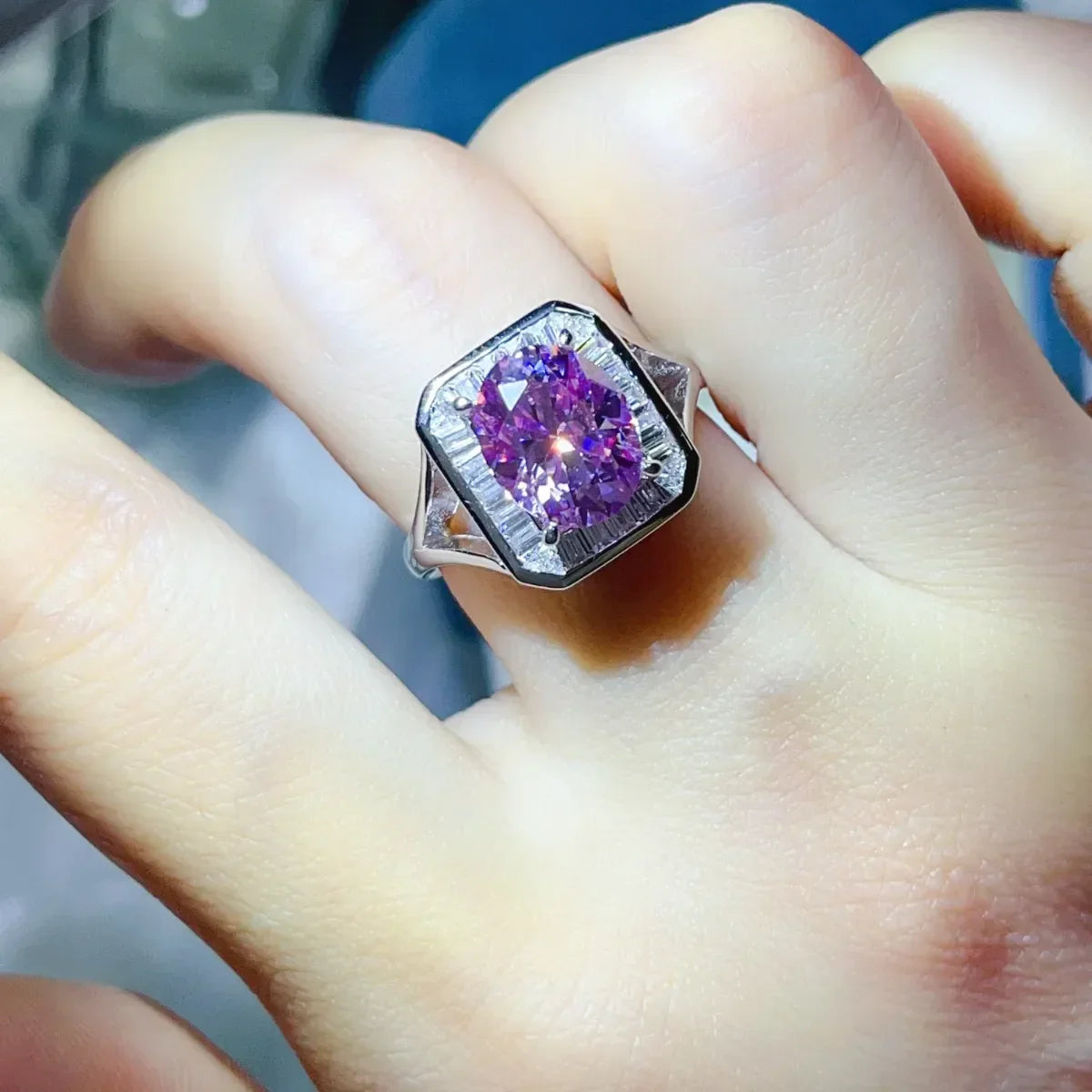 3 Carat Moissanite Square Ring Elena - Coastal Shine Women's Ring Velanci