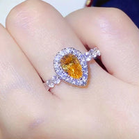 Teardrop Ring Isabella - 1 Carat Moissanite Contrast Women's Ring Velanci
