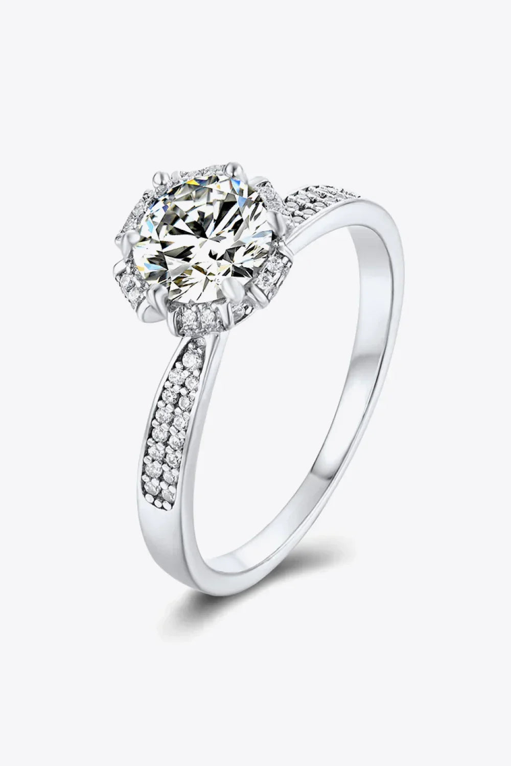 1 Carat Moissanite Ring Giulia - Halo Pave Band Shine Women's Ring Velanci