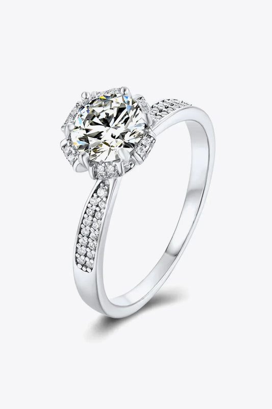 1 Carat Moissanite Ring Giulia - Halo Pave Band Shine Women's Ring Velanci