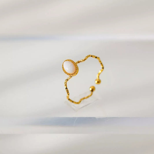 Ring Alessia - Wave-Open Gold-Plated Coastal Shine Women's Ring