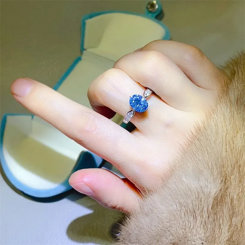 Ring Valentina - 2ct Blue Moissanite Sparkle Everyday Shine Women's Ring Velanci