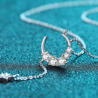 Star Moon Moissanite Necklace - Crescent Moon Sparkle Velanci