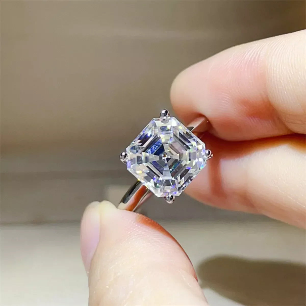 Moissanite Sterling Silver Ring Fiorella - Rainbow Fire Women's Ring Velanci