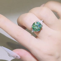 Moissanite Ring 5 Carat Luna - Brilliant Green Sparkle Women's Ring Velanci
