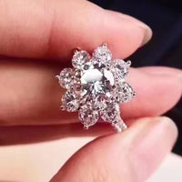 1 Carat Moissanite Flower Ring Sofia - Petal Halo Shine Women's Ring Velanci
