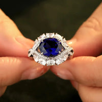 Ring Francesca - 5 Carat Lab-Grown Sapphire, Pt-Plated Women's Ring Velanci