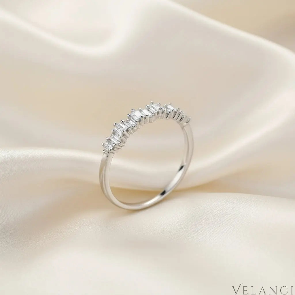 Moissanite Ring Sofia - Coastal Elegance With Rhodium Plating Velanci