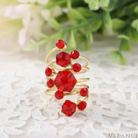 Ring Giulia - 18K Gold-Plated Layered Crystal Shine Women's Ring Velanci