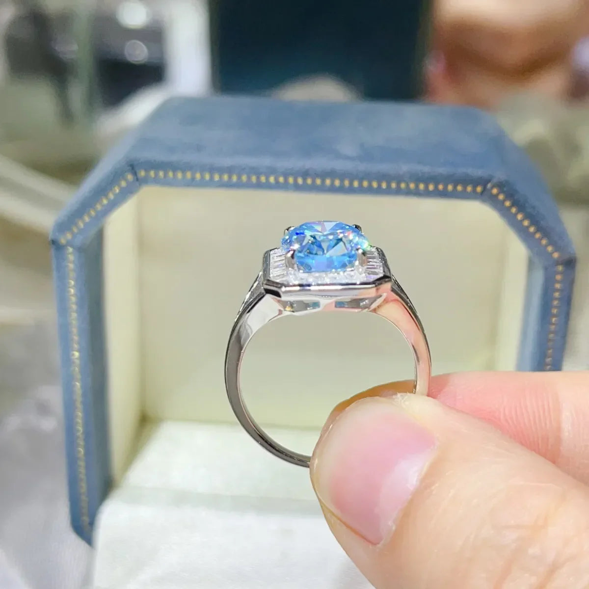 3 Carat Moissanite Square Ring Elena - Coastal Shine Women's Ring Velanci