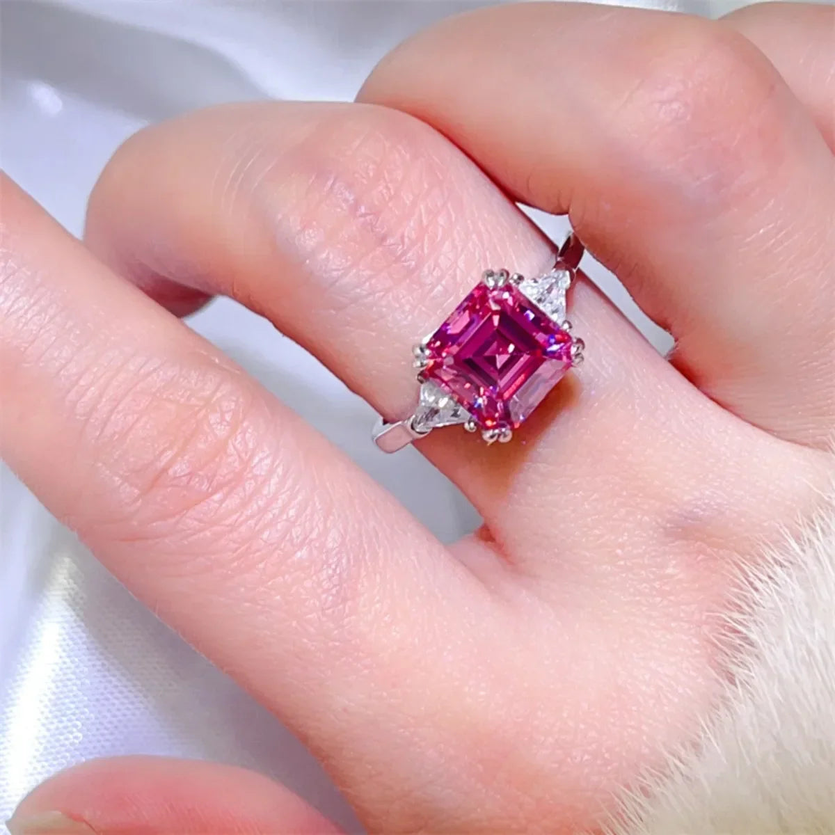 Platinum-Plated Moissanite Ring 3 Carat Giovanna - Brilliant Women's Ring Velanci