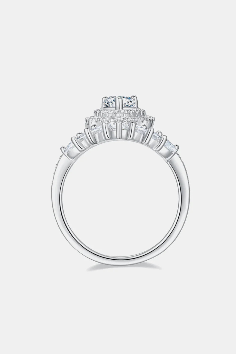 Moissanite Crown Ring Sterling Silver Giovanna - D Color Glow Women's Ring Velanci
