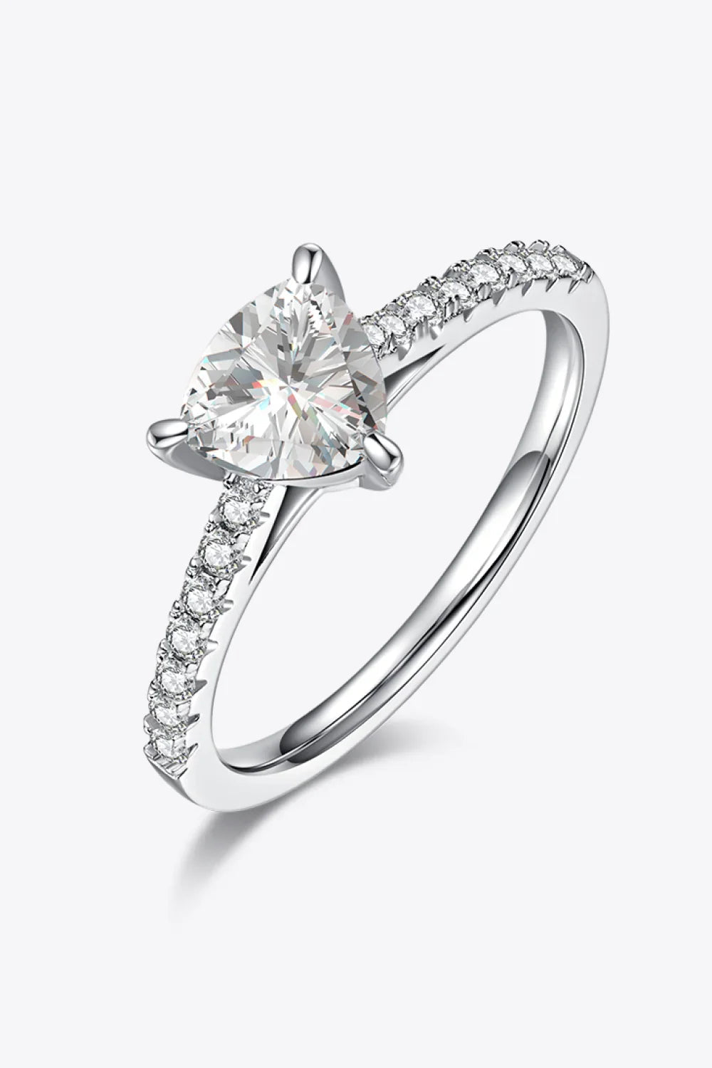 Ring Raffaella - 1ct Triangle Moissanite Silver Band Women's Ring Velanci