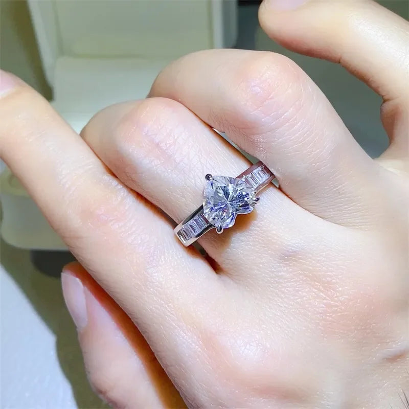 Moissanite Ring Sofia - 3-Carat Center Stone Silver Women's Ring Velanci