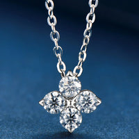Moissanite Four Leaf Clover Necklace - Slim Sterling Silver Velanci
