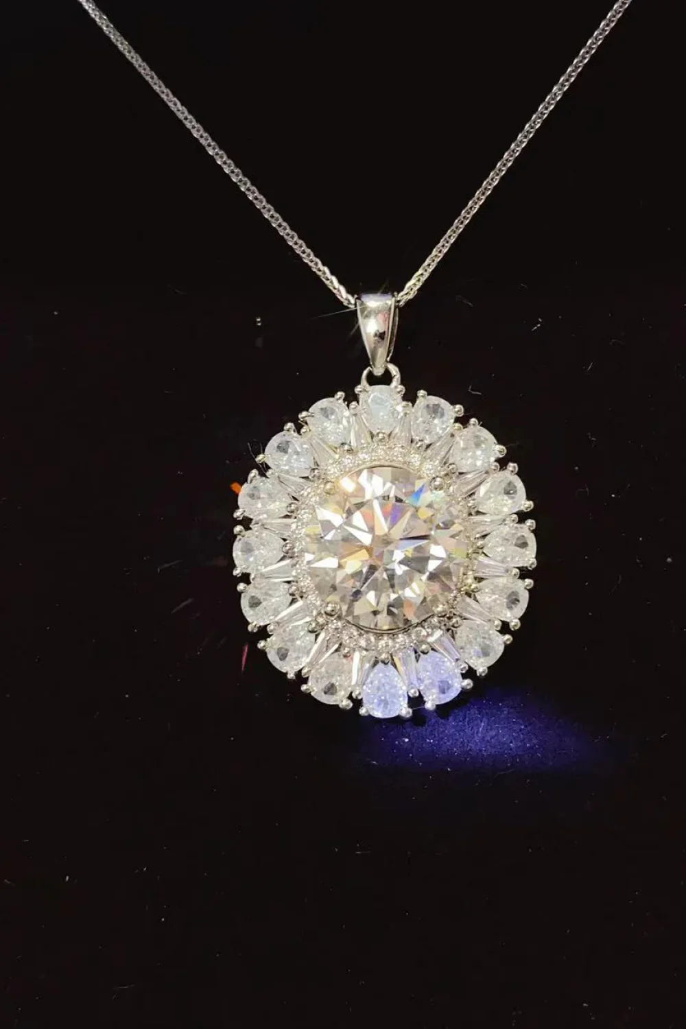 5 Carat Moissanite Platinum-Plated Sterling Silver Necklace Velanci