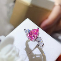 Sterling Silver Ring Isabella - Pink 2Ct Moissanite Women's Ring Velanci