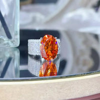 Moissanite Ring Bianca - Oval Orange 8 Carat, Certificate Women's Ring Velanci