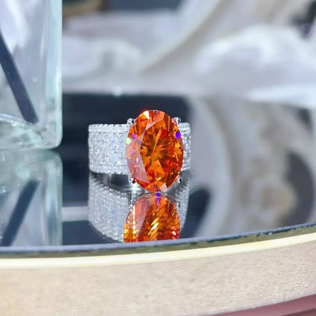 Moissanite Ring Bianca - Oval Orange 8 Carat, Certificate Women's Ring Velanci