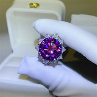 Ring Francesca - 10 Carat Moissanite Flower Halo Silver Women's Ring Velanci