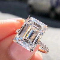 Moissanite Ring Isabella - Emerald-Cut Ocean Shine Women's Ring Velanci