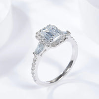 1 Carat Moissanite Geometric Ring Francesca - Emerald Halo Women's Ring Velanci