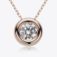 1 Carat Moissanite Pendant Necklace - Bezel Sterling Silver Velanci
