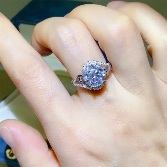 3 Carat Moissanite Sterling Ring Lucia - Coastal Sparkle Women's Ring Velanci