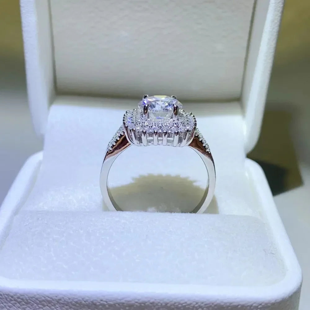 Ring Isabella - 2ct Moissanite Halo Sterling Silver Women's Ring Velanci