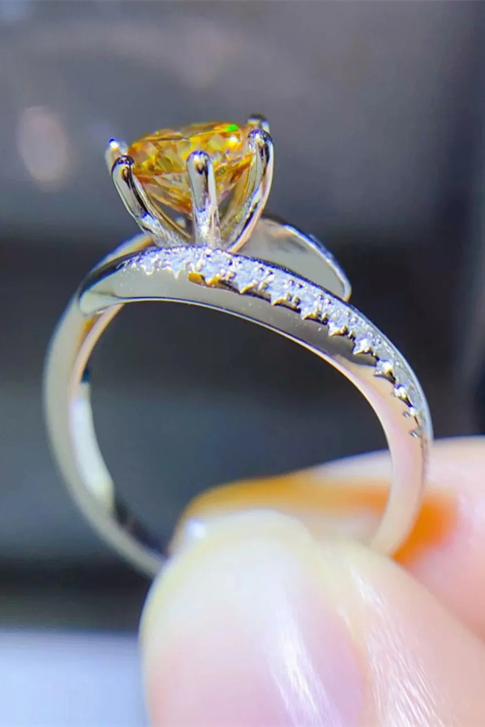 Moissanite Ring Alessia - 1 Carat, Sterling Silver Women's Ring Velanci