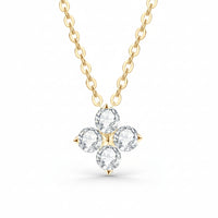 Moissanite Four Leaf Clover Necklace - Slim Sterling Silver Velanci