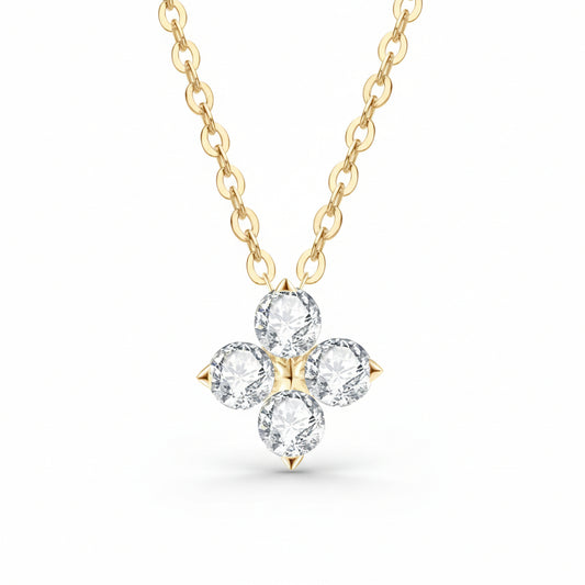 Moissanite Four Leaf Clover Necklace - Slim Sterling Silver Velanci
