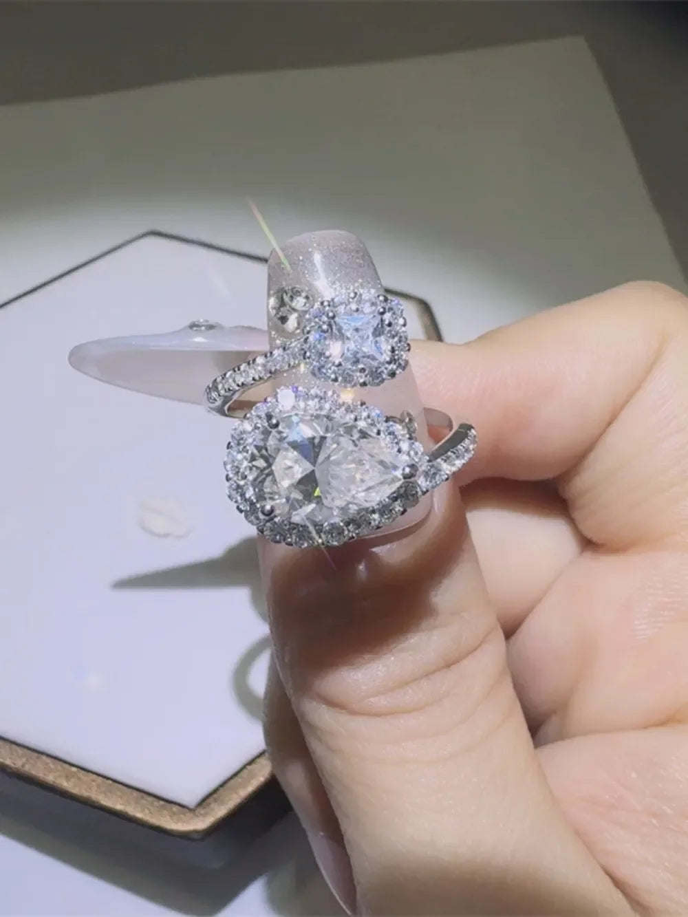 2 Carat Moissanite Silver Bypass Ring Giulia - Shine Women's Ring Velanci