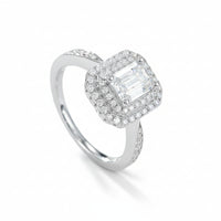 Moissanite Ring Giulia - 1ct Emerald Cut, D Color, Silver Women's Ring Velanci