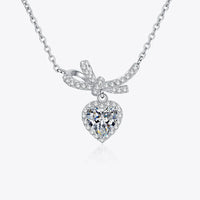 Moissanite Heart Pendant Necklace - Sterling Silver Shine Velanci