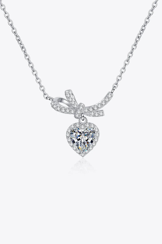 Moissanite Heart Pendant Necklace - Sterling Silver Shine Velanci
