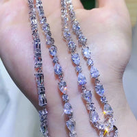 Platinum-Plated Moissanite Teardrop Pendant Necklace Velanci