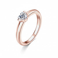 Sterling Silver Moissanite Heart Ring Giada - Sleek Design Women's Ring Velanci