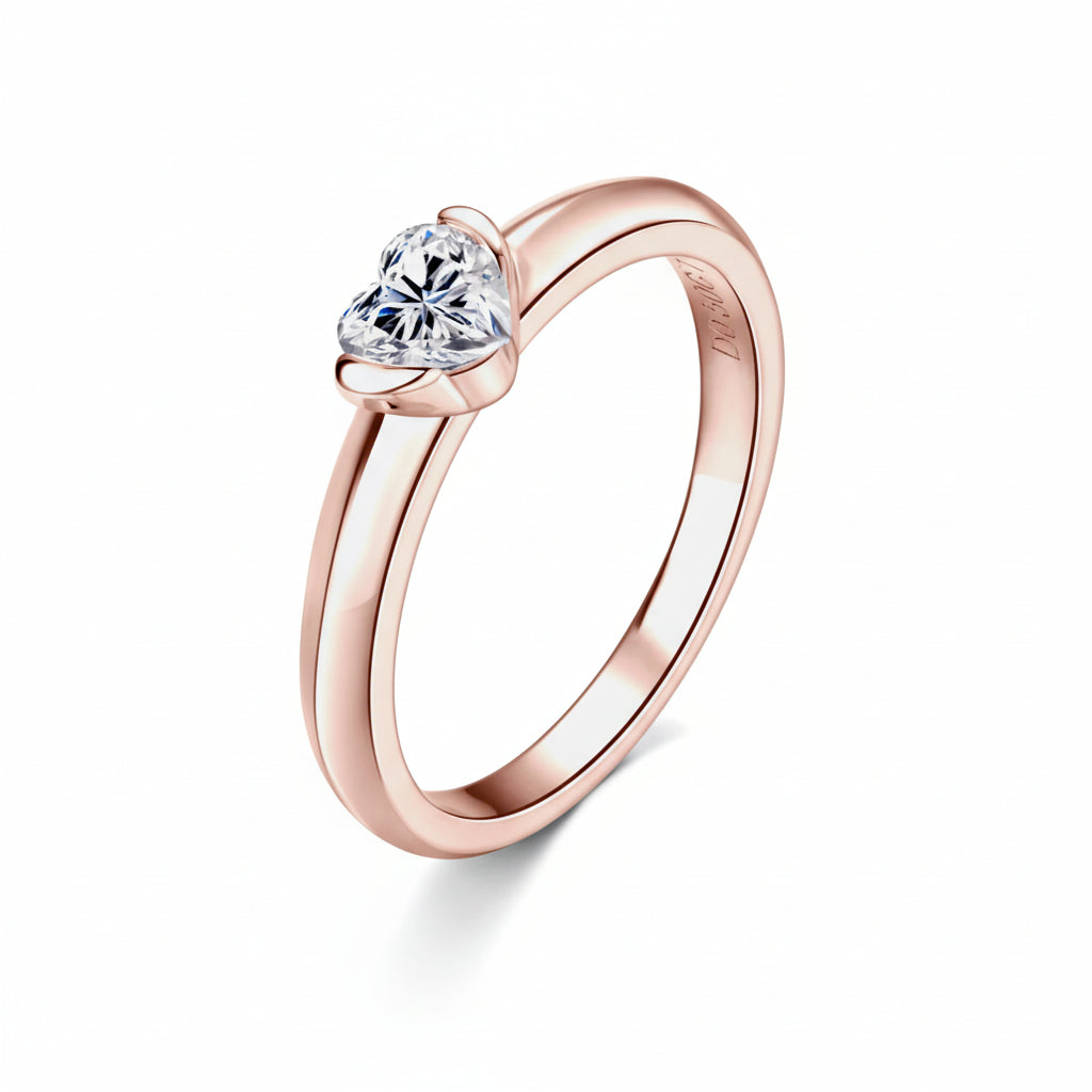 Sterling Silver Moissanite Heart Ring Giada - Sleek Design Women's Ring Velanci