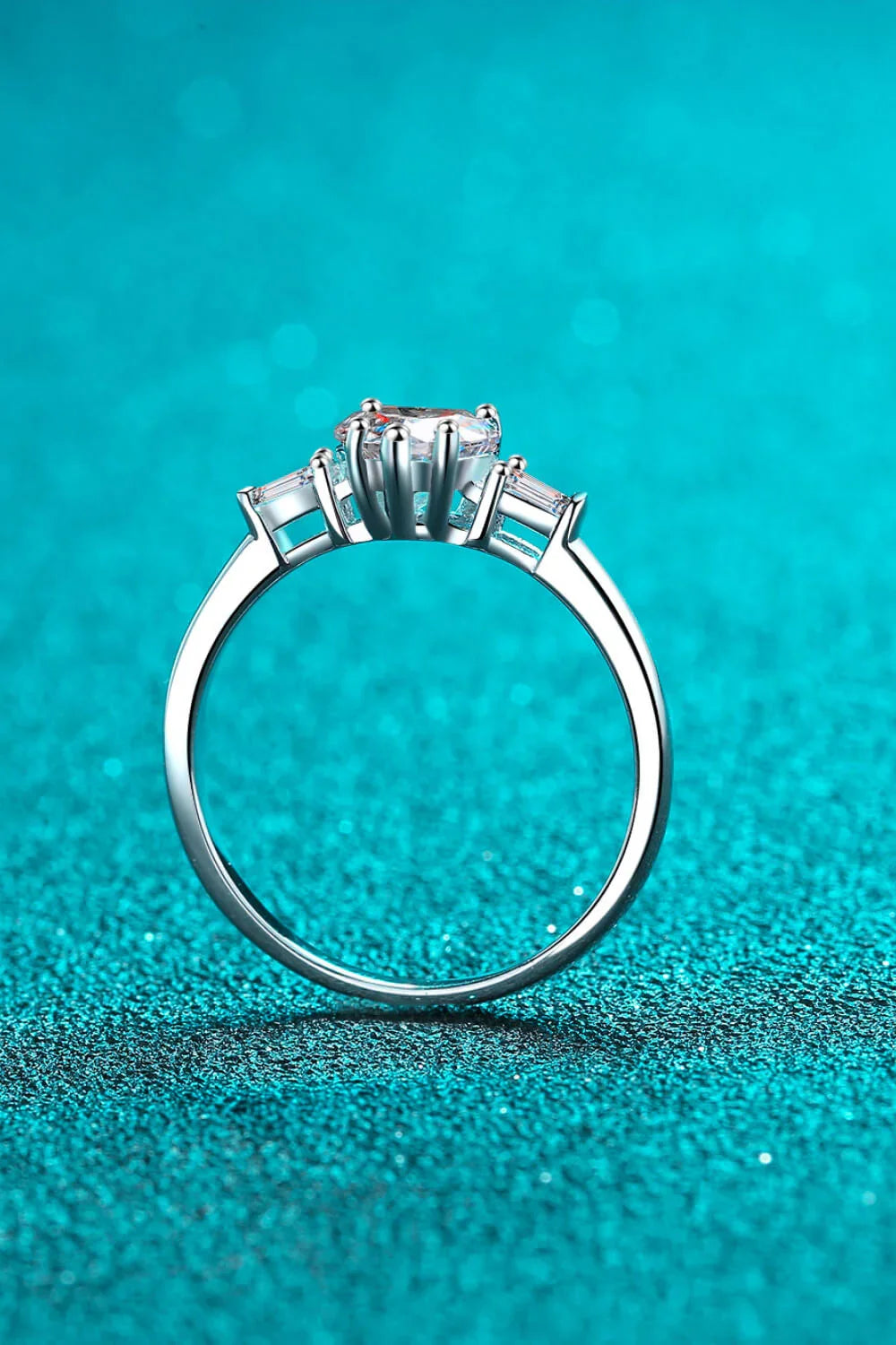 Moissanite Heart Ring Sterling Silver Luna - Everyday Shine Women's Ring Velanci
